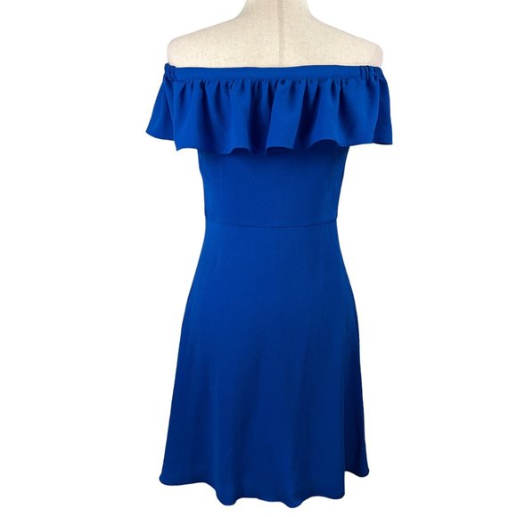 Beautiful! Like New Roz & Ali Royal Blue Off Shoulder Dress Size 2P - Picture 4 of 9